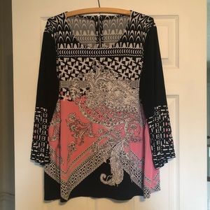 Black pink and white tunic